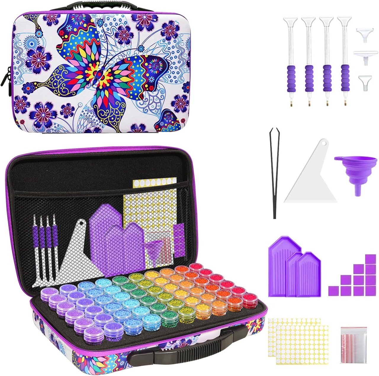 Diamond Painting Tools Storage Case,60 Slots Diamond Art Kits with Accessories for Craft Jewelry Beads Organizer Boxes